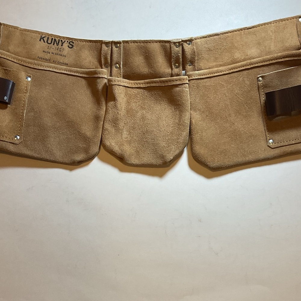 Kuny's Tan Suede Tool Belt with Triple Pockets